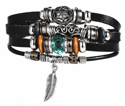 

Кожаный браслет амулет Primo Pank Talisman Primo BJCS621 серебряный, черный