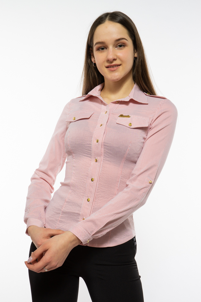 

Рубашка женская в полоску Time of Style 118P056-1 36 Красно-молочный