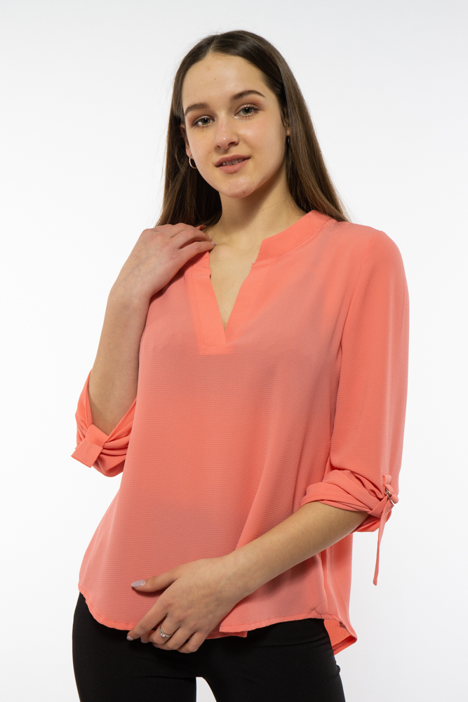

Блуза женская однотонная Time of Style 121P015 44 Коралловый