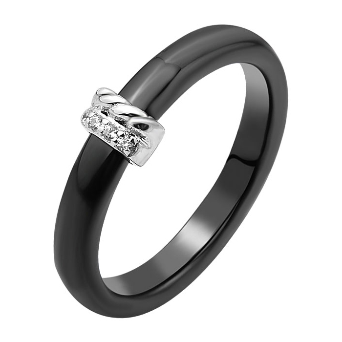 

Керамическое кольцо с накладкой из серебра и цирконием Swarovski 000103078 000103078 17 размера