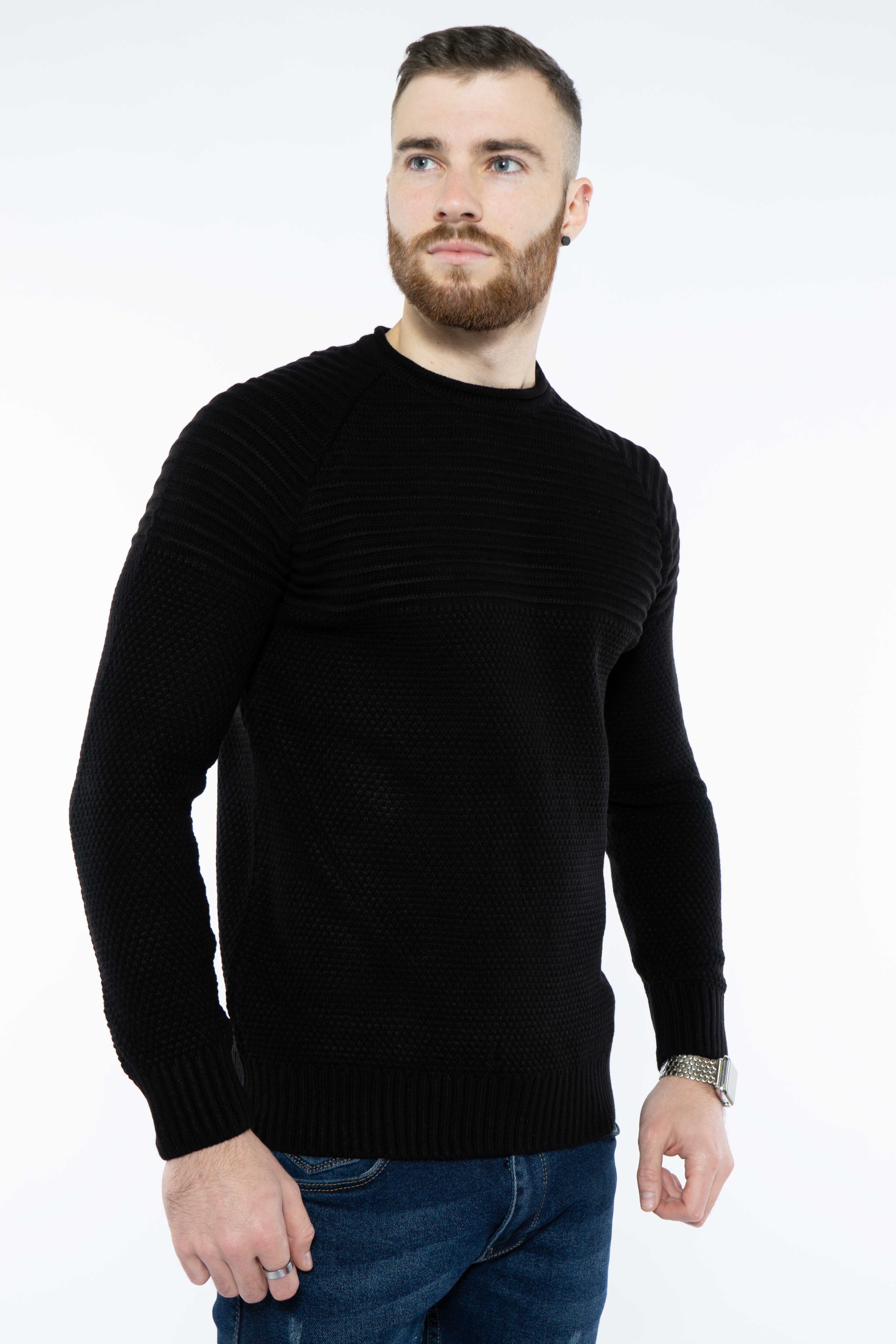 

Джемпер комбинированной вязки Time of Style 520F7033 L-XL Черный
