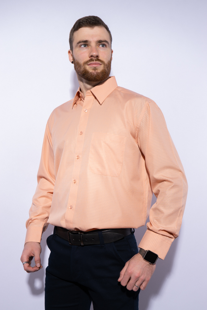 

Рубашка мужская однотонная Time of Style 120PANI010 5XL Персиковый