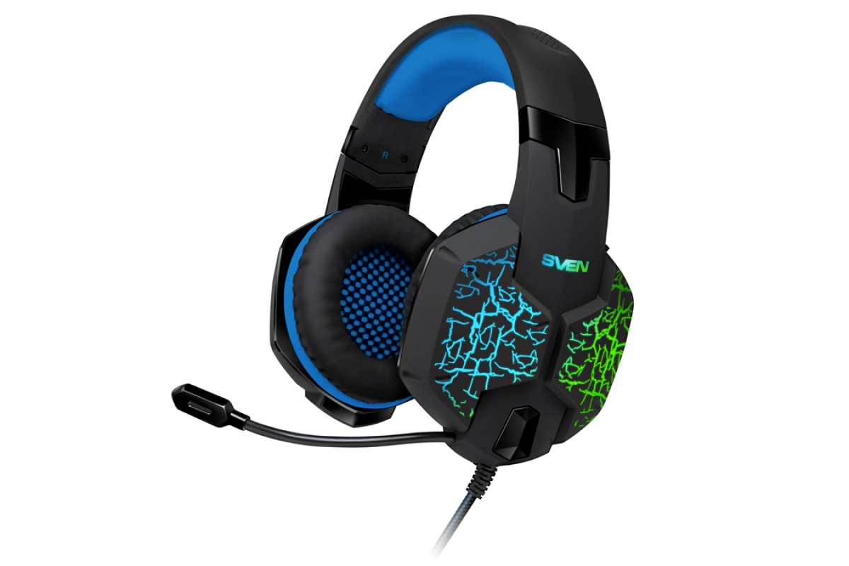 

Наушники игровые SVEN AP-U980MV c подсветкой и микрофоном 7.1 USB чёрный + синий