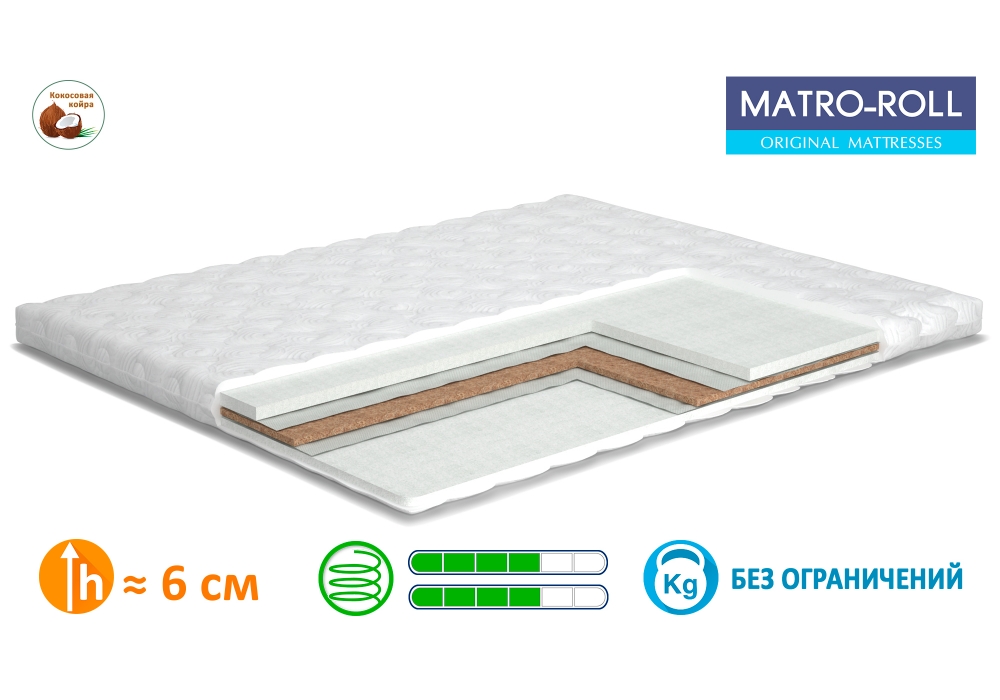 

Матрас ортопедический Matroluxe Extra Kokos Topper 80x200 см