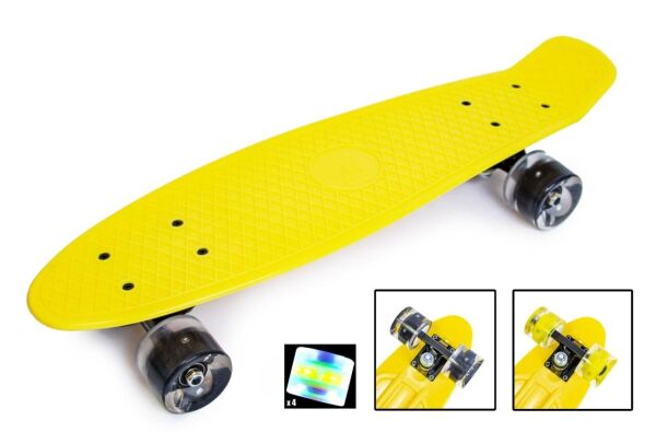 

Детский скейт Пенни Борд Penny Board Zippy Светятся колеса Желтый 54см (ZL4)