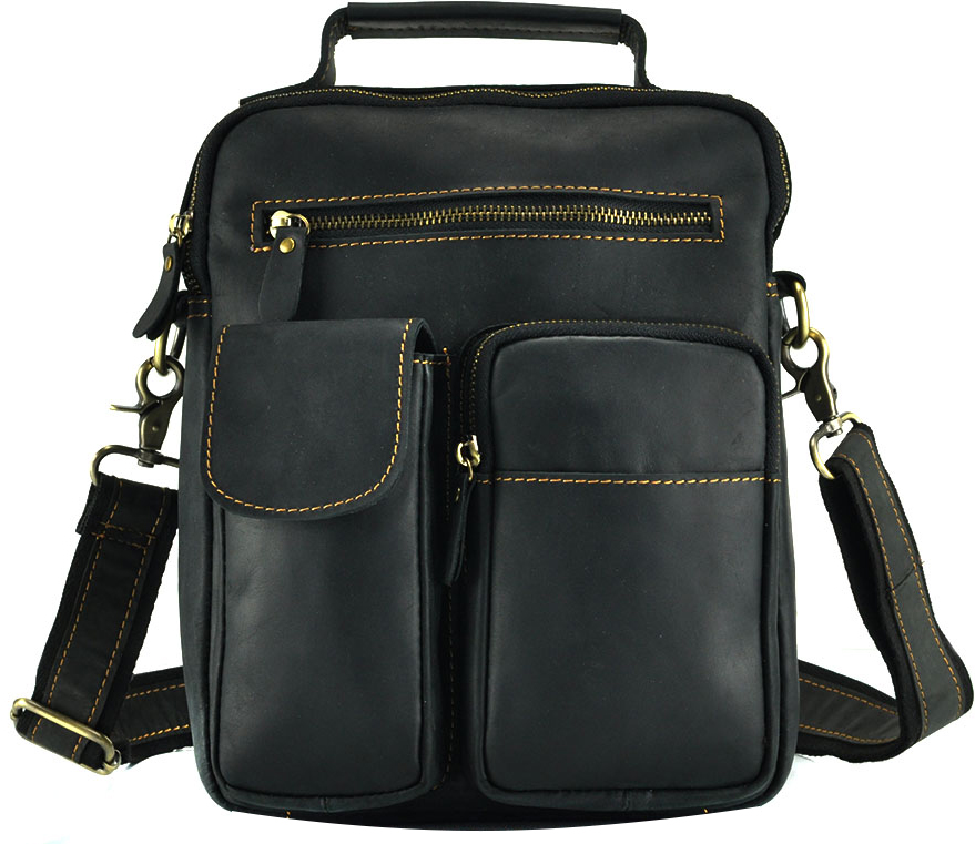

Мужская кожаная сумка Tiding Bag T1171A Черная