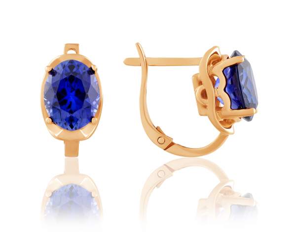 

Серьги с английским замком с камнем Сапфир, красное золото, С4168КСПФ
