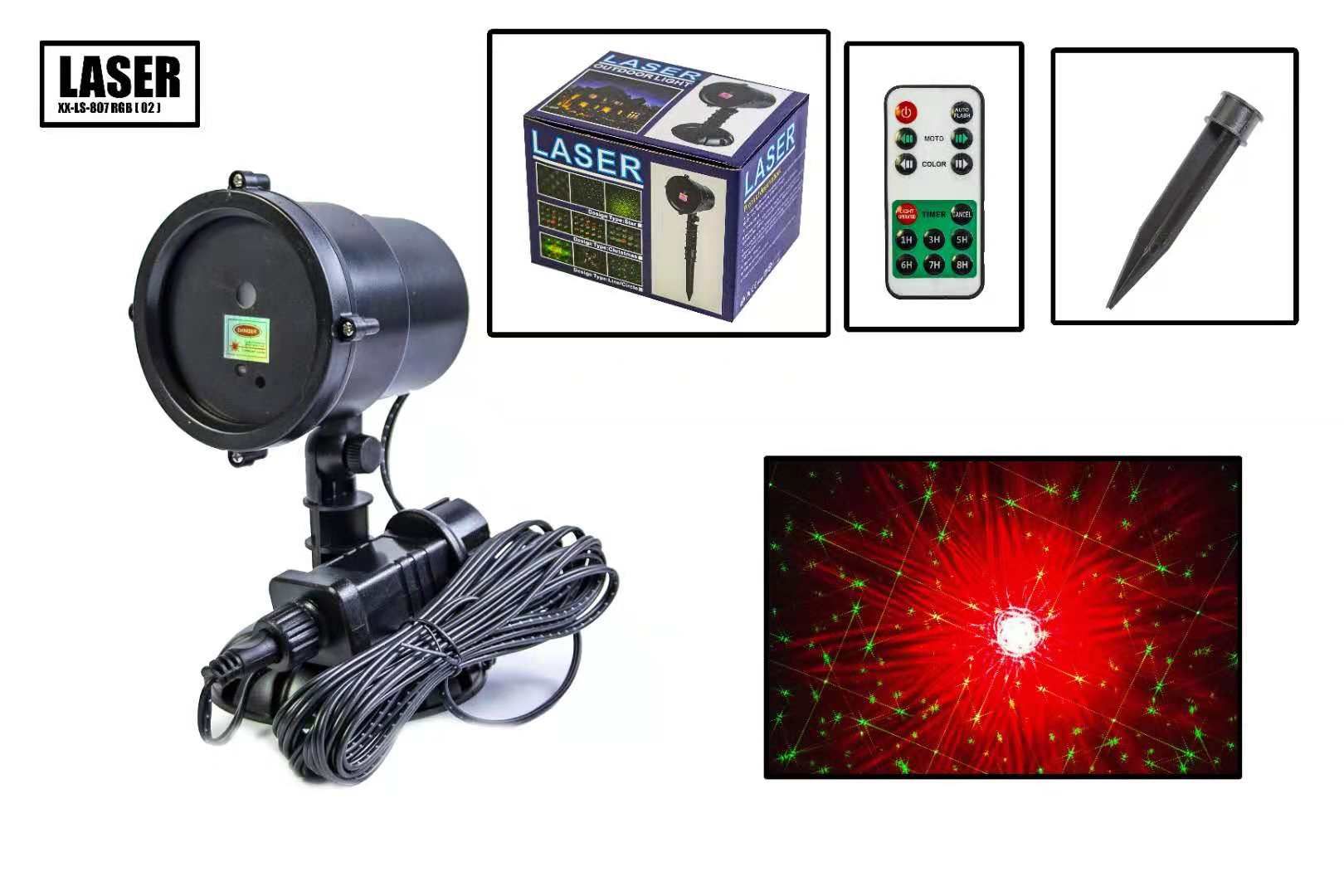 

Лазерный проектор уличный X-Laser XX-LS-807 RGB С ДУ