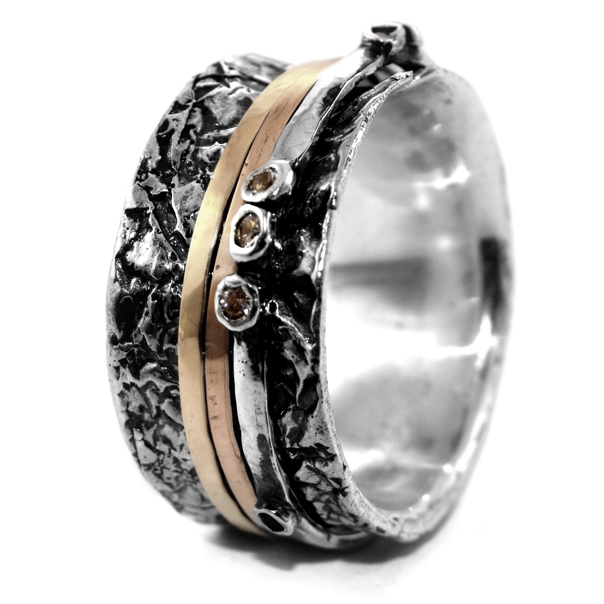 

Серебряное кольцо перстень с золотом и цирконием EJ Artefact 23 EJK003m