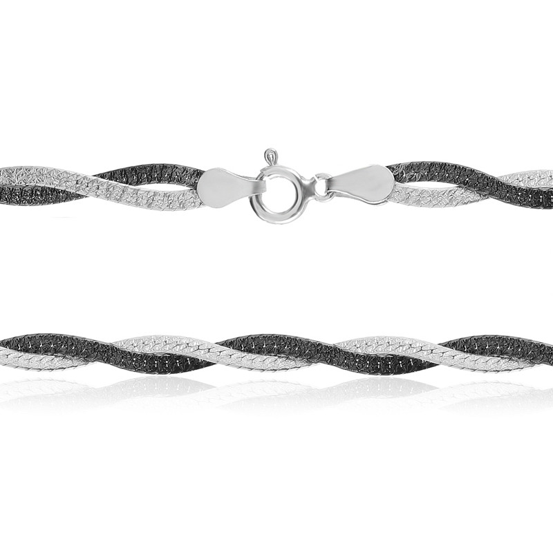 

Серебряная цепь Silvex925 оксидированная - коса 101В 2/50, женская