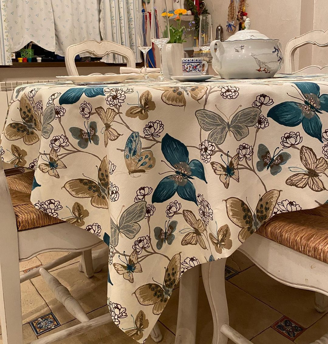 

Тефлоновая Скатерть Tablecloth Бабочки Бирюза 110*150 см