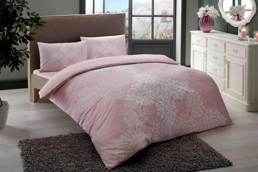 

Двуспальный евро комплект TAC Janna Pink Ранфорс