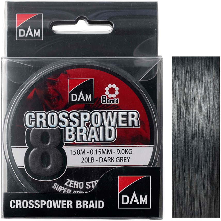 

Шнур DAM Crosspower 8-Braid 150 м 0.15 мм 9.0 кг Тёмно-серый (66588)