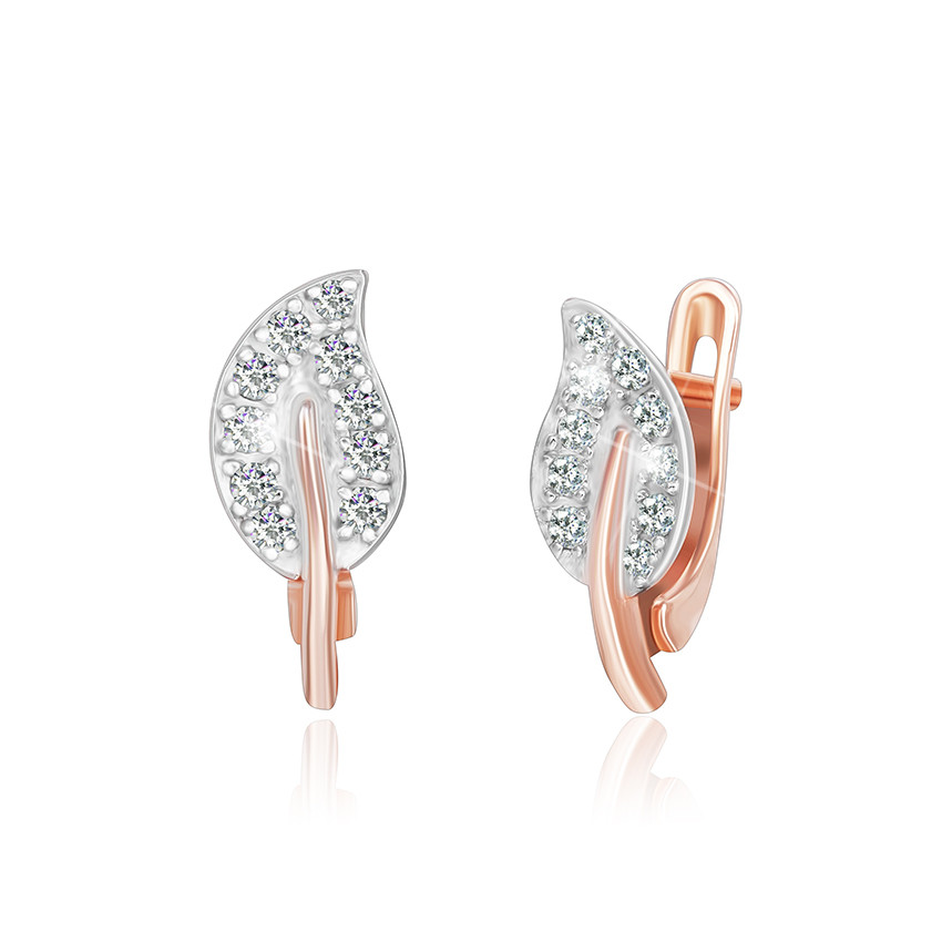 

Серебряные серьги Silvex925 позолоченные с фианитом СК3Ф/027, с английской застежкой