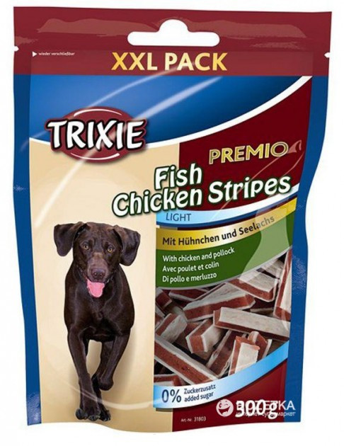 

Лакомство для собак Trixie 31803 Premio Chicken and Pollock Stripes XXL палочки курица/лосось 300 г (4011905318035)