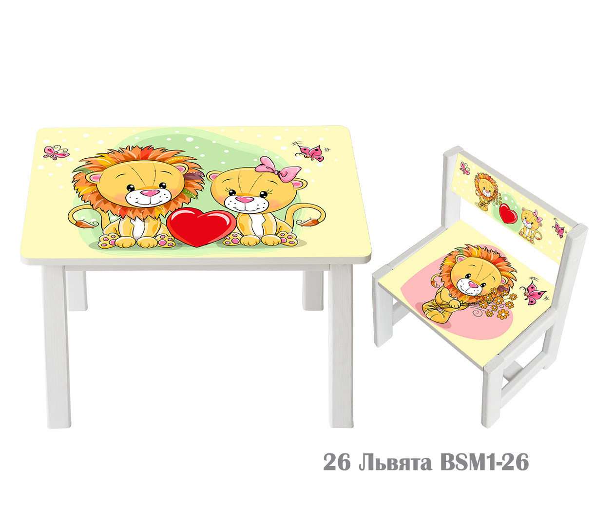 

Детский стол и укреплённый стул Bambi Львята BSM1-26 White / Beige (BSM1)