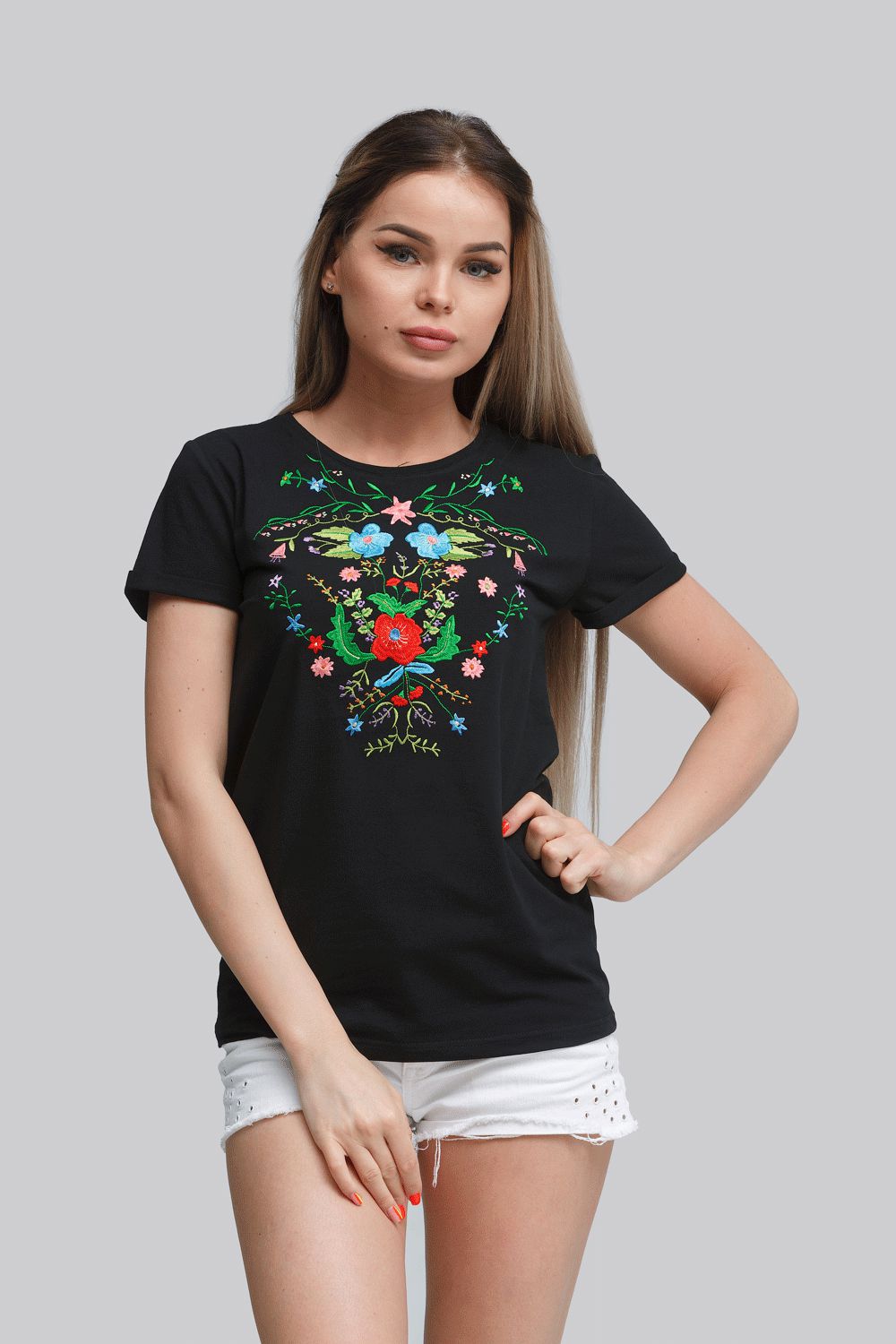 

Жіноча футболка Black 4  UKR-6205 UkrGlamour, Жіноча футболка Black 4 L UKR-6205 UkrGlamour