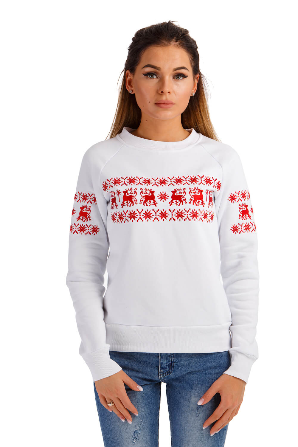 

Жіночий різдвяний світшот з оленями L UKRS-8818 UkrGlamour