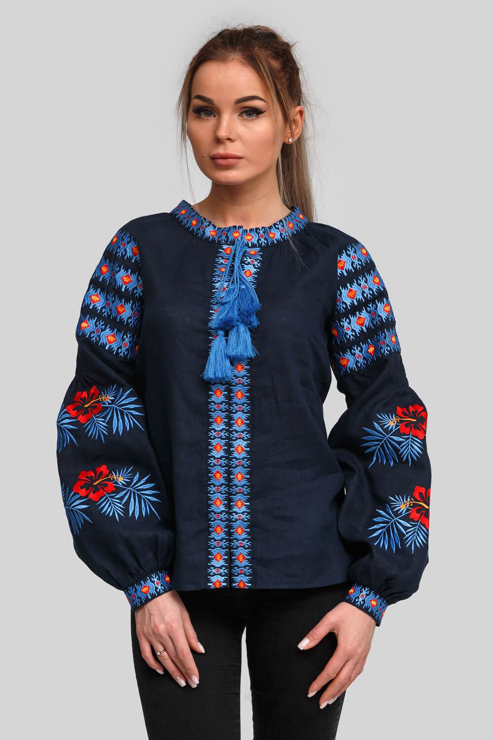 

Жіноча вишита блуза вишиванка Navy blue  UKR-5178 UkrGlamour, Жіноча вишита блуза вишиванка Navy blue 44 UKR-5178 UkrGlamour