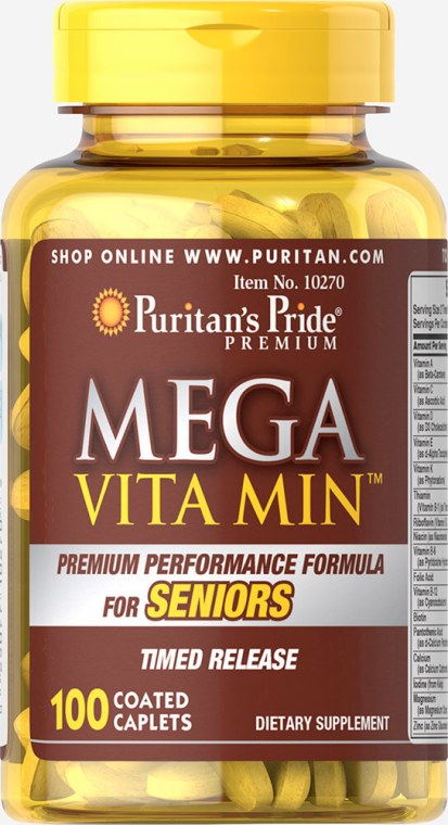 

Витамины Puritan's Pride Mega Vita Min Multivitamin for Seniors Timed Release 100 таблеток (4384301449)