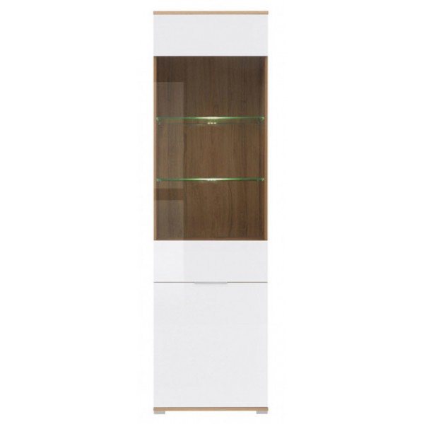 

Шкаф-витрина BRW (Black Red White) Злата REG1W1D Белый / Дуб тахо
