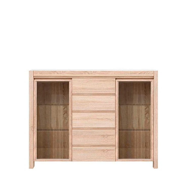 

Буфет с полками BRW (Black Red White) Каспиан KOM 2W5S+подсветка Дуб сонома