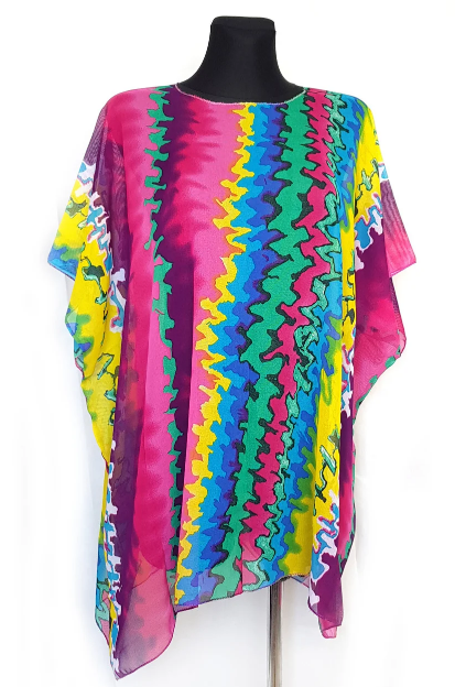 

Пляжная шифоновая туника Fashion Альмерия Радуга One Size 90*83 см разноцветный