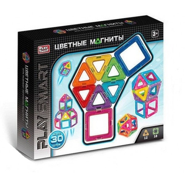 

Магнитный конструктор Play Smart цветные магниты, 30 деталей