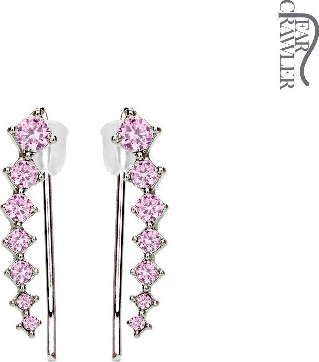 

Серьги вдоль мочки Spikes EL-22 с фианитами (Цвет: Розовый)