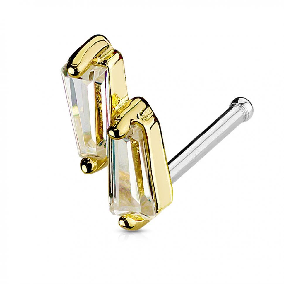 

Серьга для пирсинга носа PiercedFish NOB-48 с фианитами (Цвет: Золото)