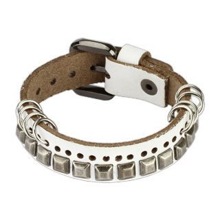 

Белый браслет Spikes SL0120-W из натуральной кожи