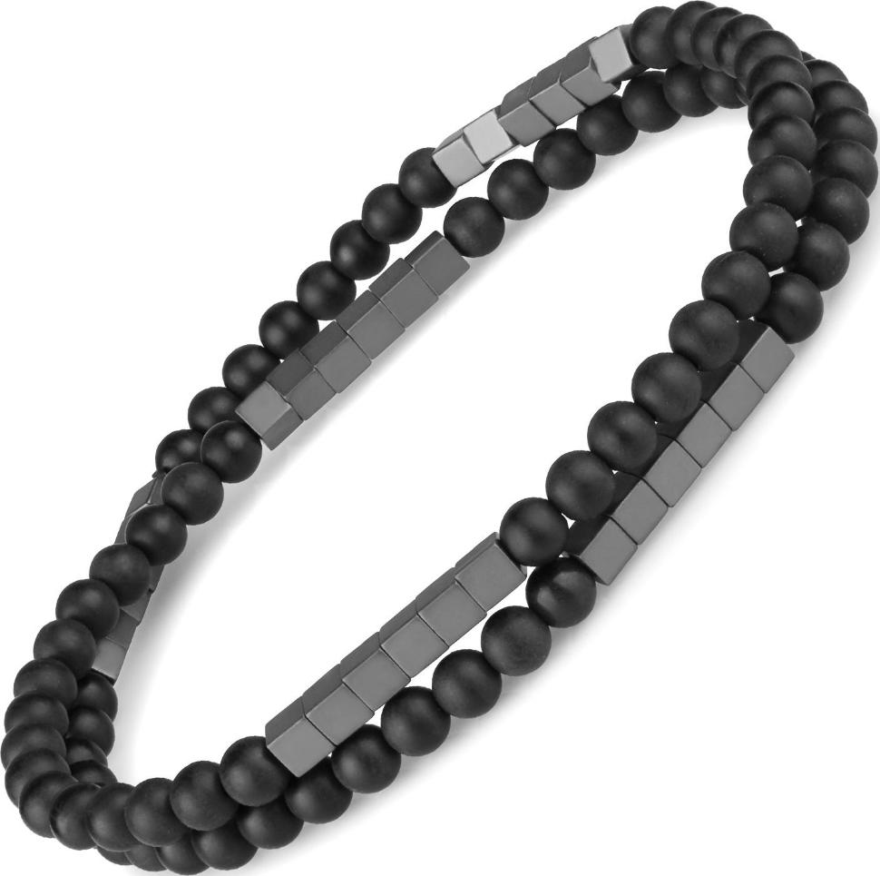 

Эластичный браслет Everiot в два оборота из натурального гематита и агата LNS-0295 (19 см)
