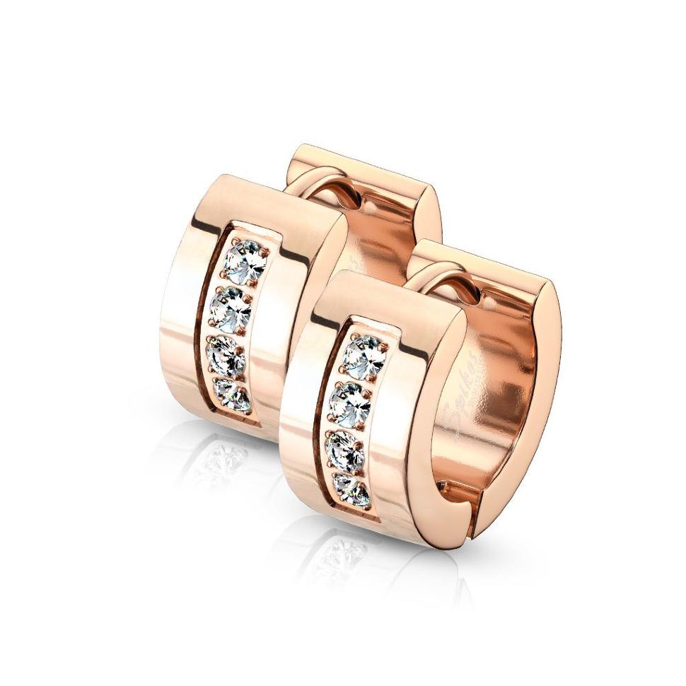 

Женские серьги-кольца из стали с фианитами Spikes SE3527 (Цвет: розовое золото)