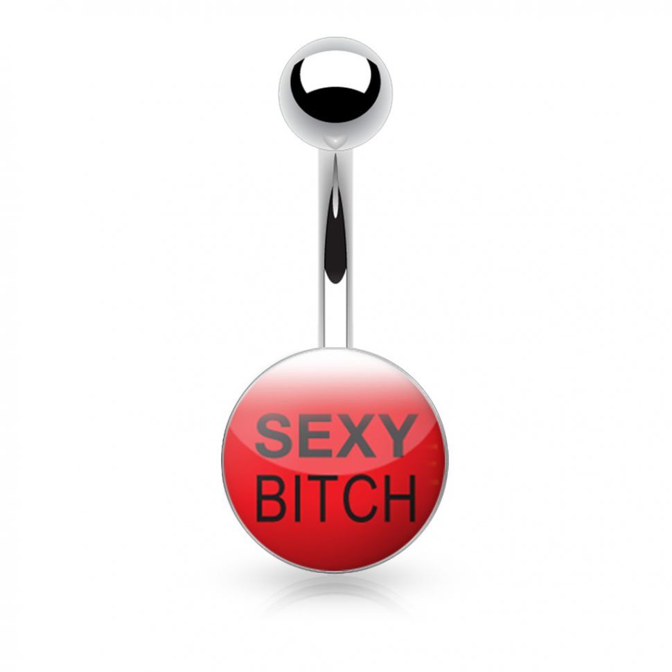 

Пирсинг пупка PiercedFish NS40 c пошлыми надписями (Sexy Bitch)
