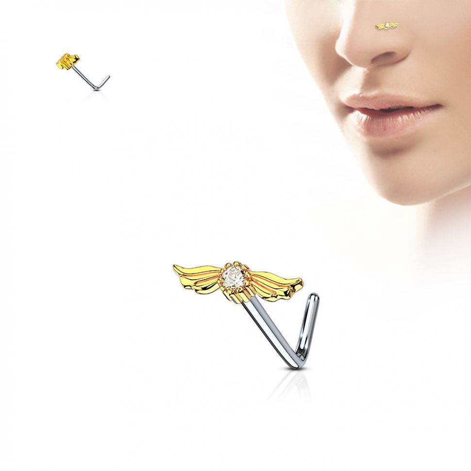 

Серьга в нос с боку PiercedFish NOL-610 с фианитами (Цвет: Желтое золото)