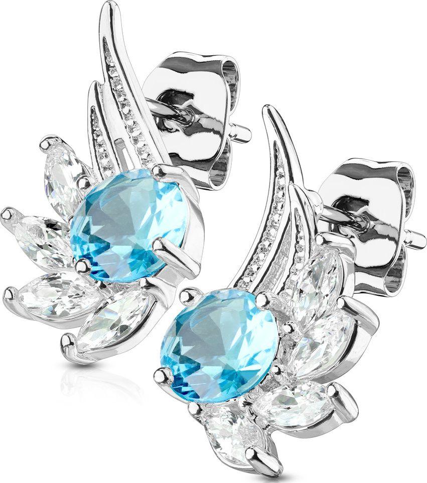 

Женские серьги-гвоздики из стали с фианитами в форме крыльев Spikes EA-033 (Бирюзовый)