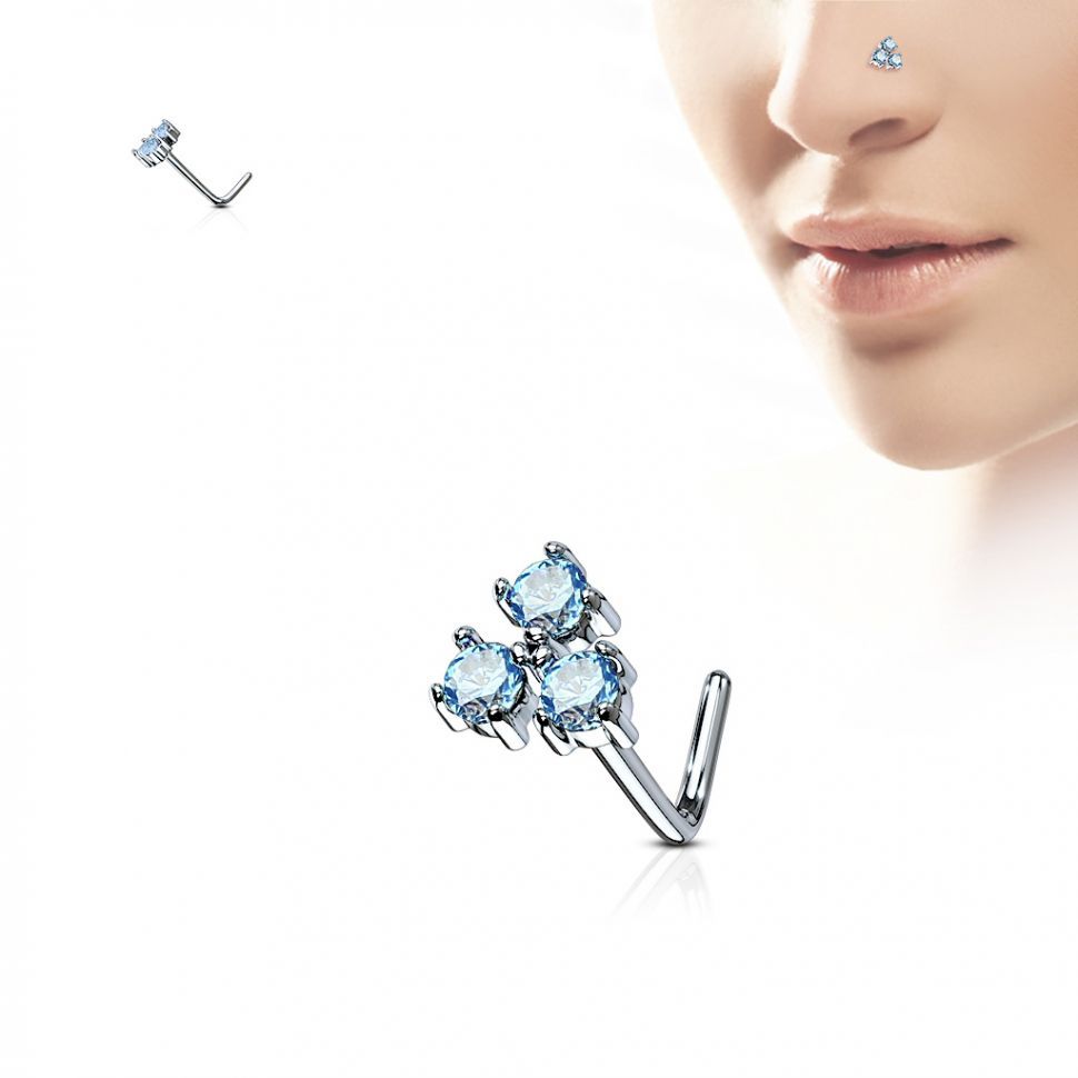 

Серьга для пирсинга носа PiercedFish NOL-591 с фианитами (Цвет: голубой)
