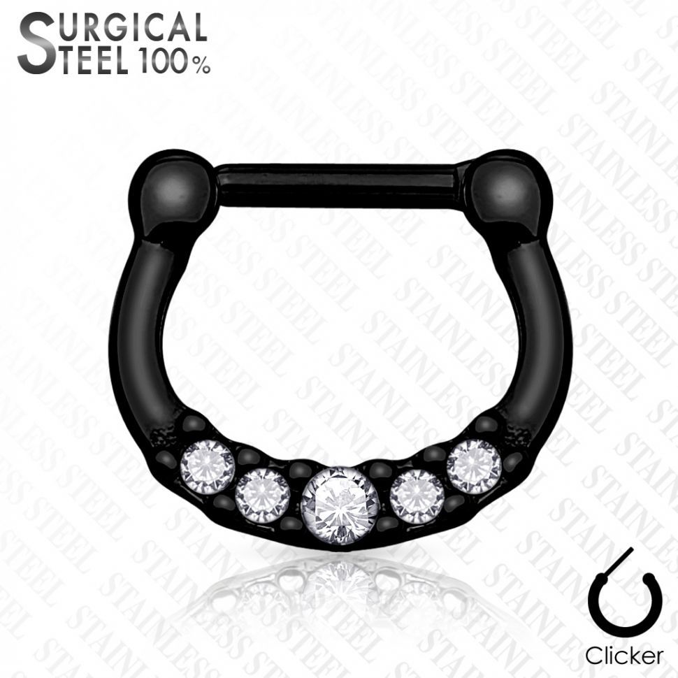 

Пирсинг септума PiercedFish SEPS-35 с фианитами (Цвет: Черный)