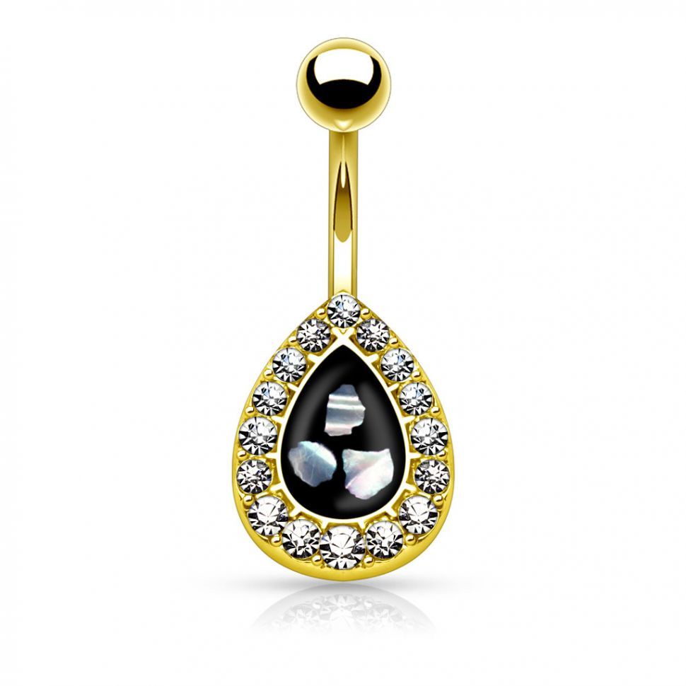 

Серьга для пирсинга пупка PiercedFish N01002-GDK в форме капли