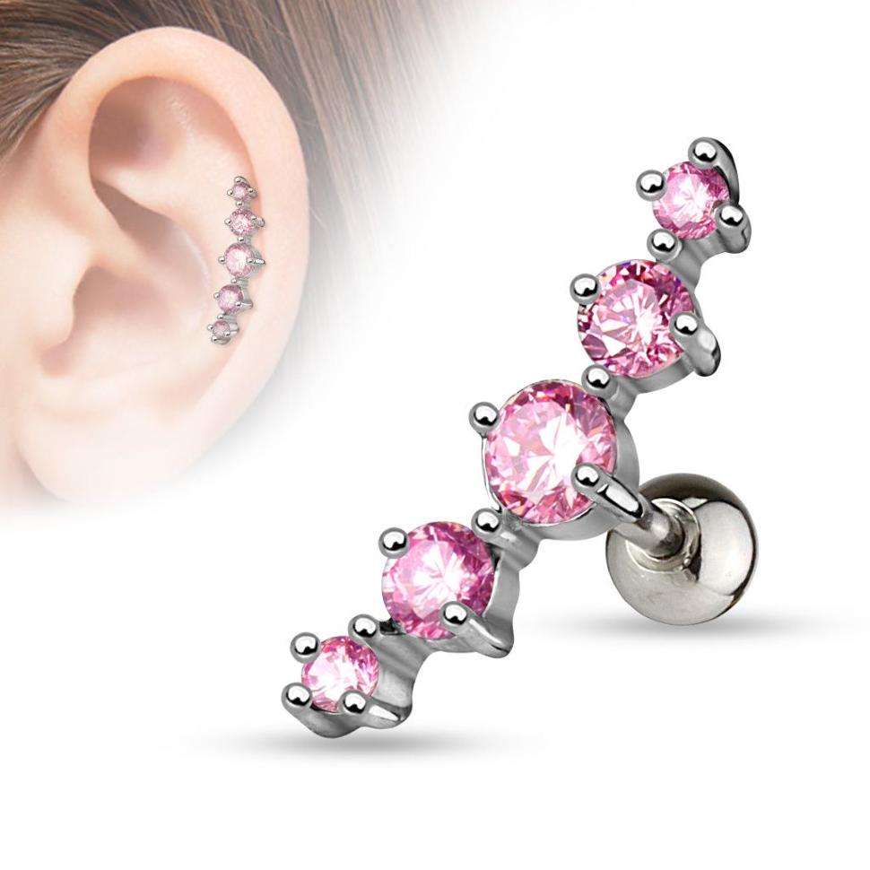 

Серьга для пирсинга хеликса из стали PiercedFish JA10977 (Розовый)