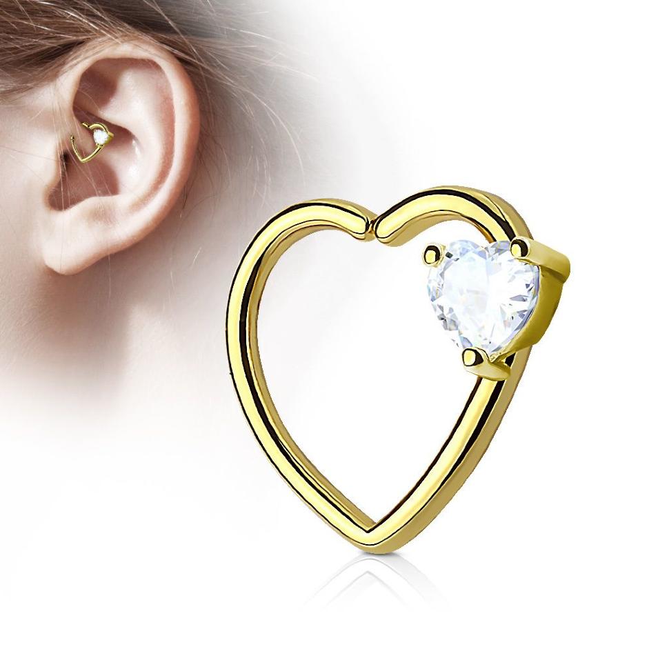 

Серьга "Сердце" для пирсинга хряща левого или правого уха PiercedFish RXH02 из латуни (Правое ухо, цвет: желтое золото)