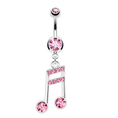 

Пирсинг пупка PiercedFish NP-NSX-7654 в форме нот с фианитами (Цвет камня: розовый)
