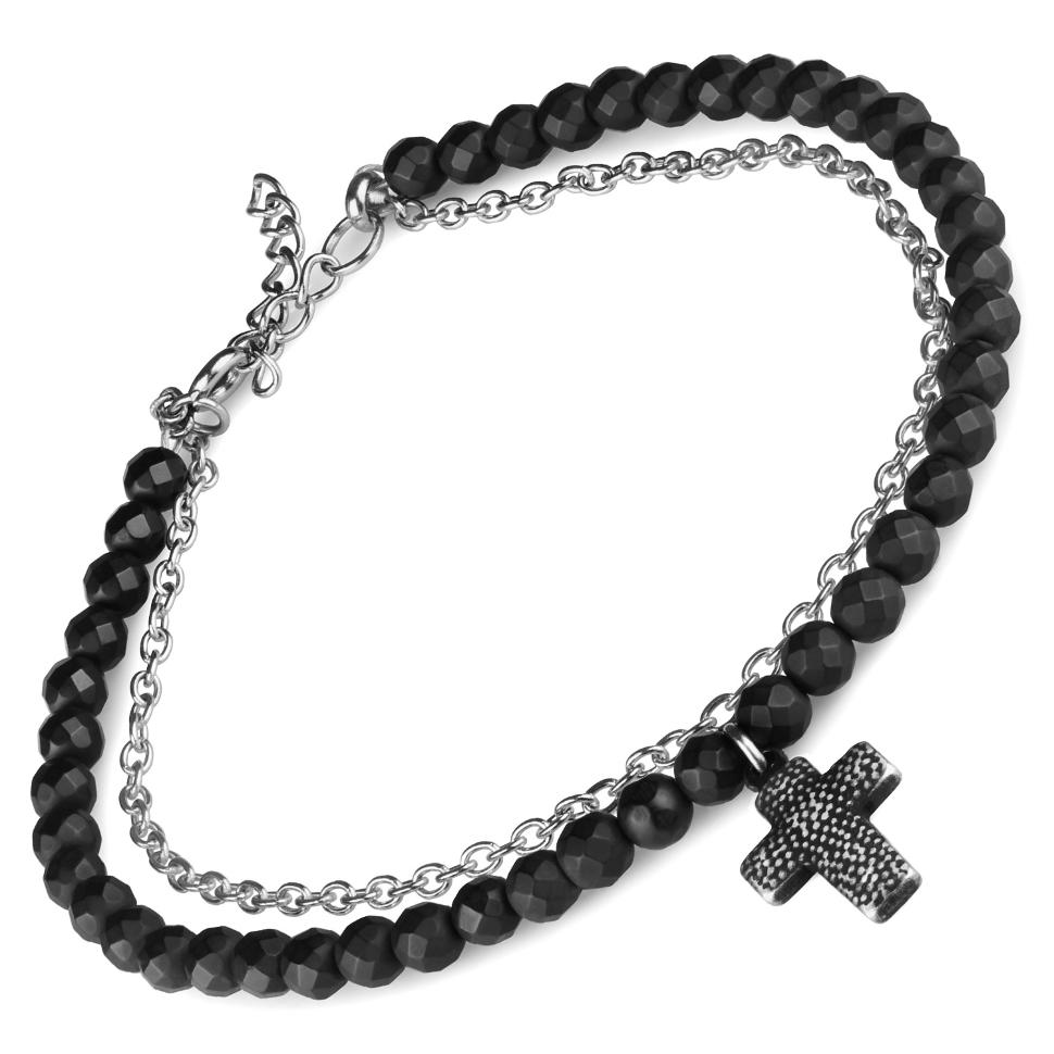 

Женский браслет из агата Everiot Select LNS-2186 с подвеской крест (Длина 16 см)