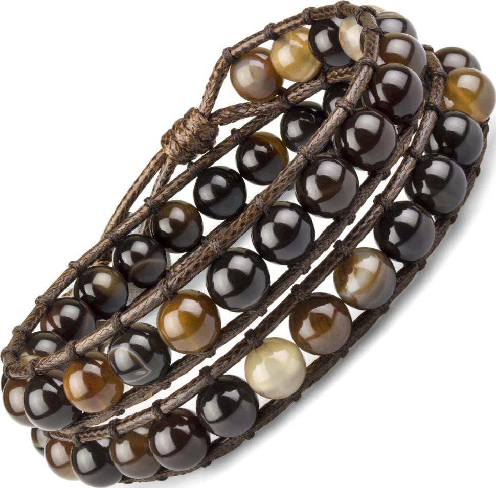 

Плетеный браслет-намотка Everiot Select LNS-2028 из натурального агата (Размер 22 см)
