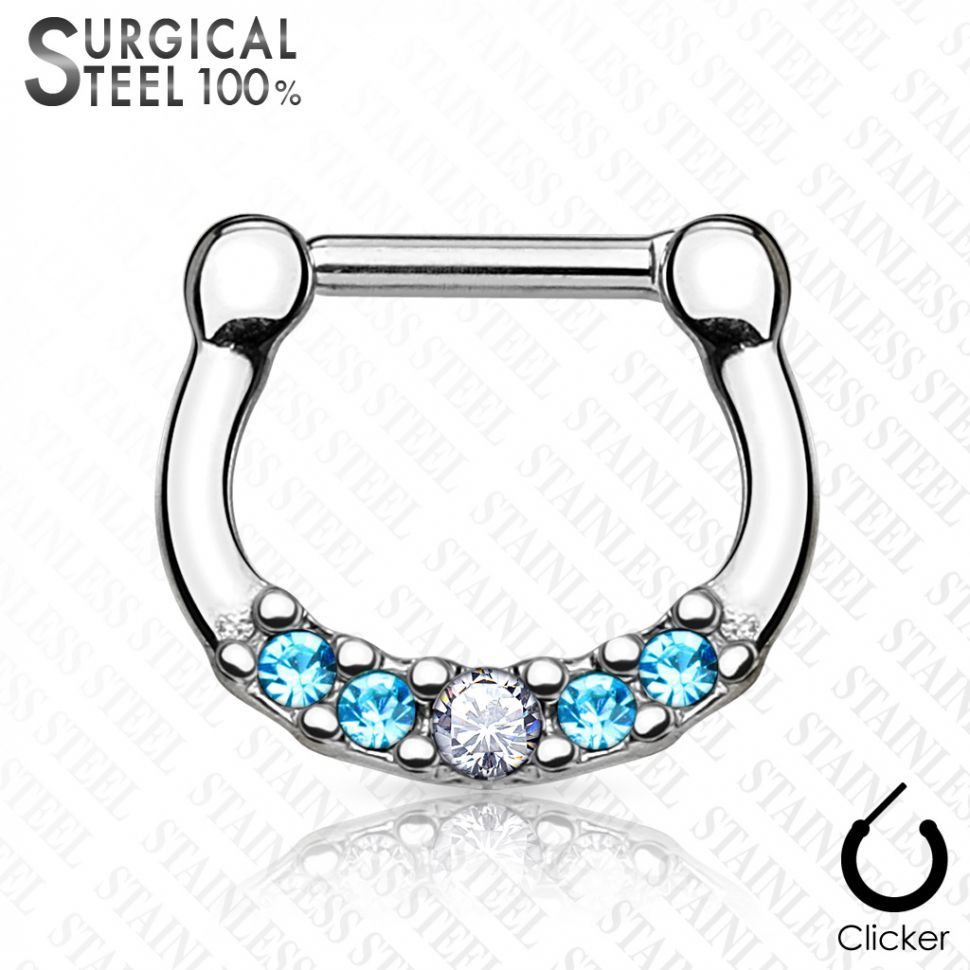 

Серьга для пирсинга септума PiercedFish SEPS-36 с фианитами (Цвет фианитов: Голубой, Толщина: 1,2мм)