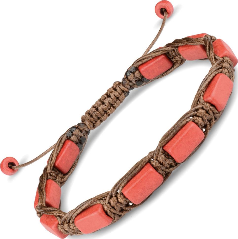 

Плетеный браслет в стиле Шамбала Everiot Select LNS-2056 из красных керамических бусин (Размер 22 см)