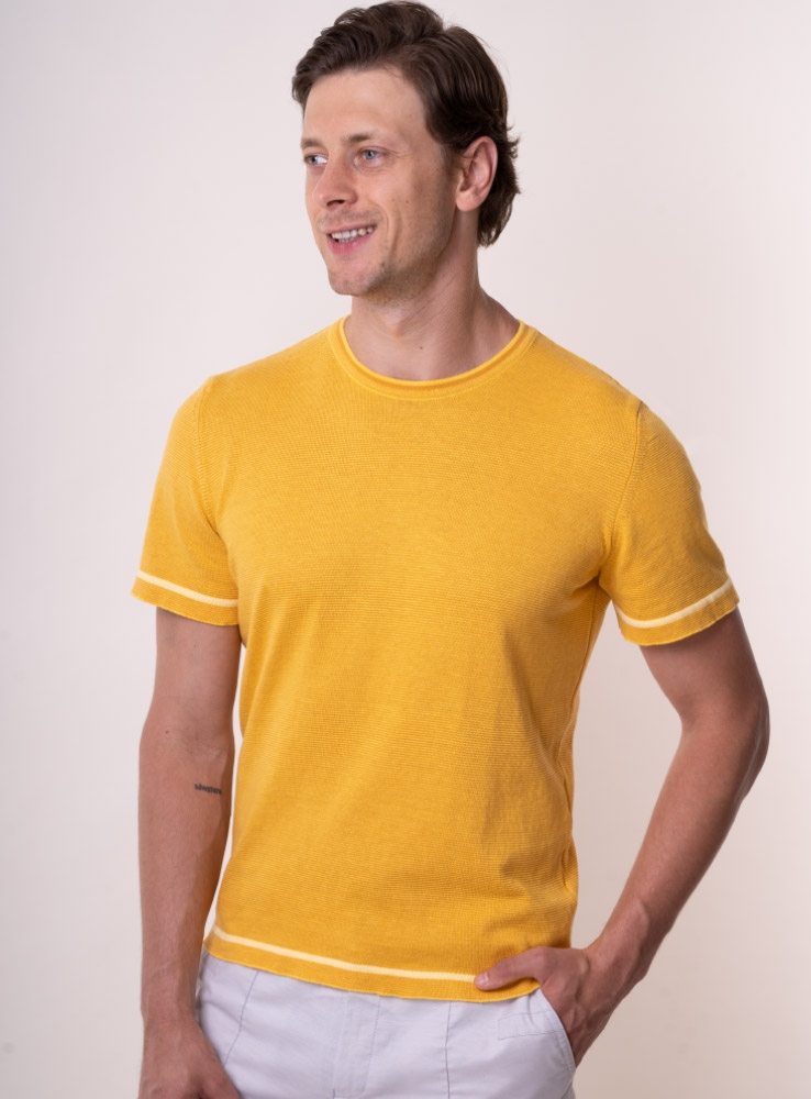 

Чоловіча футболка VD one в'язана XXL Жовтий 87153