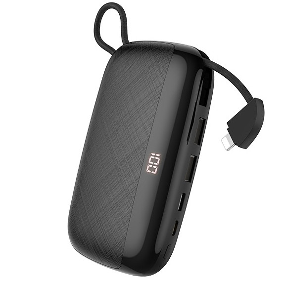 

УМБ портативное зарядное Power Bank HOCO S29 10000 mAh 3A со встроенным Lightning Черный