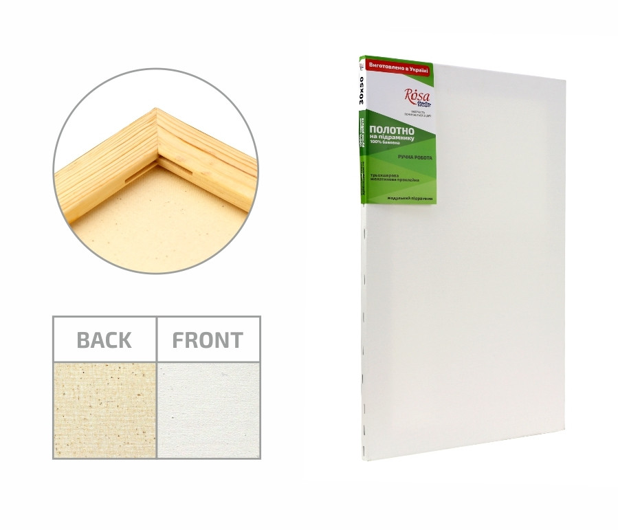 

Холст на подрамнике Rosa Studio 30x50 см акрил мелкое зерно хлопок бок. натяжка (4820149881577)