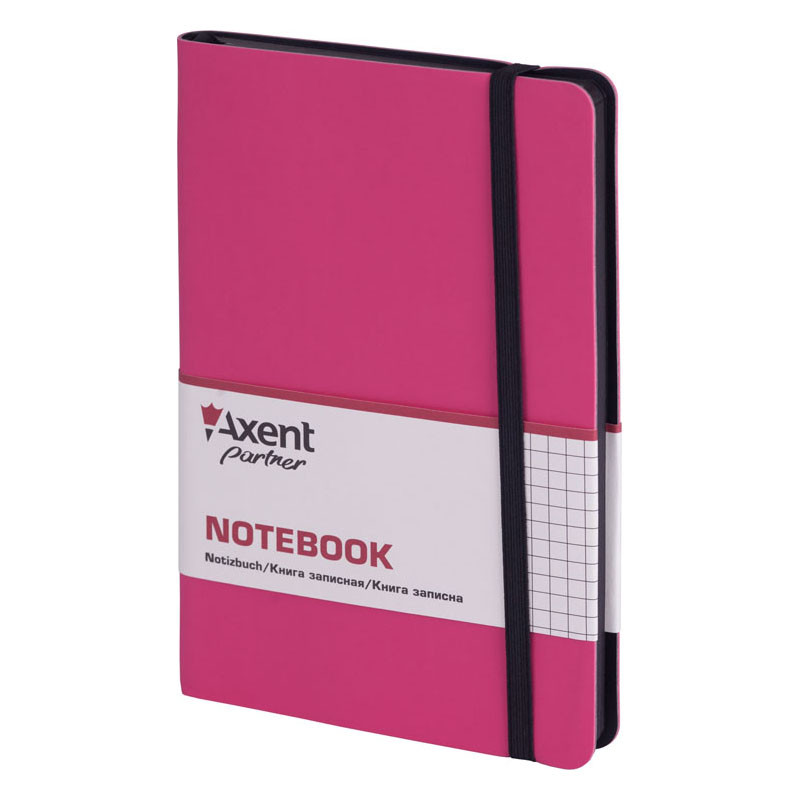 

Записная книга блокнот Axent 125х195мм 96л клетка,тв. обл.,розовый Partner Soft 8206-10-A